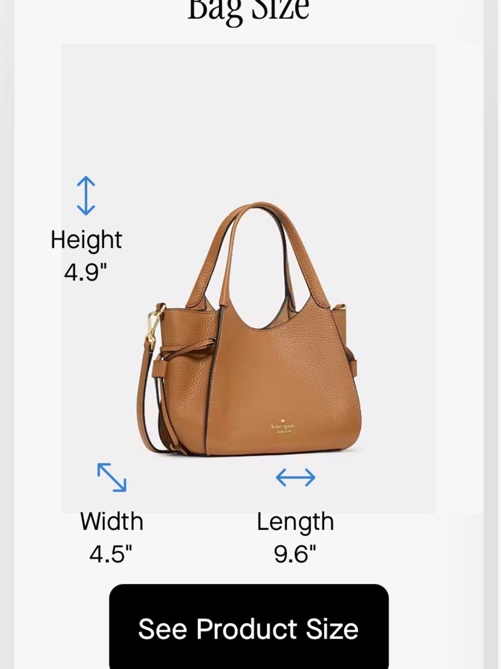 kate spade Stash Small Pebbled Leather Shoulder Tote Cognac Brand New!! - Picture 9 of 10
